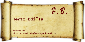 Hertz Béla névjegykártya